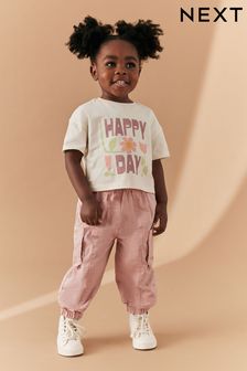 Pink Cargo Trousers and T-Shirt Set (3mths-7yrs) (818080) | 99 QAR - 119 QAR