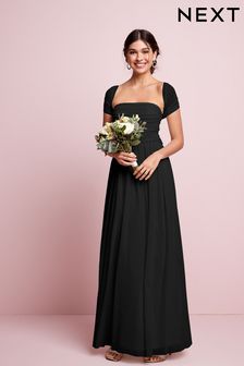 Black Mesh Multiway Bridesmaid Wedding Maxi Dress (818187) | ₪ 230