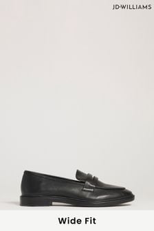 JD Williams Classic Penny Black Loafers In Wide Fit (818527) | €40