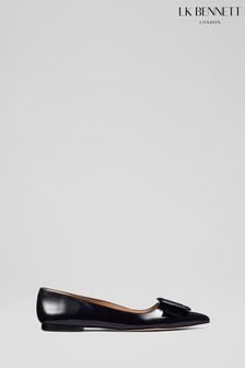 Черный - лакированные кожаные туфли на плоской подошве с пряжками Lk Bennett Devon (818730) | €342
