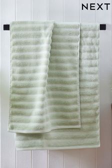 Sage Green Ribbed Towel 100% Cotton