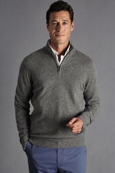 Charles Tyrwhitt Grey Pure Cashmere Quarter Zip Jumper (819414) | $307