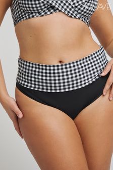 Figleaves Gingham Tailor Fold Black Bikini Bottoms (819609) | KRW42,700