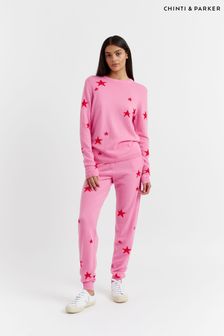 Chinti & Parker Pink Star Track Cashmere Blend Joggers