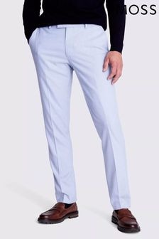 MOSS Light Blue Slim Fit Flannel Trousers (820039) | $137