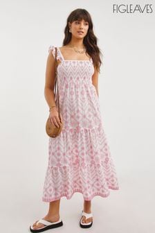 Różowa sukienka plażowa maxi Figleaves Frida z haftem (820158) | 157 zł