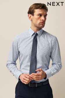 Blue Floral/Blue Textured Polka Dot Regular Fit Occasion Shirt And Tie Pack (820394) | €47