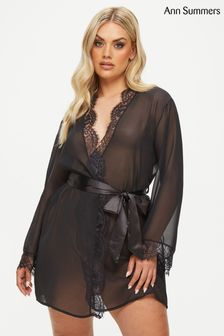 Ann Summers The Intrigue Chiffon Black Robe Dressing Gown (820411) | €29