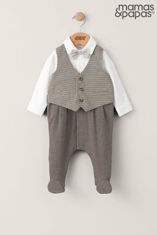 Mamas & Papas Neutral Brown Check Waistcoat Occasion All-In-One (820458) | 49 €