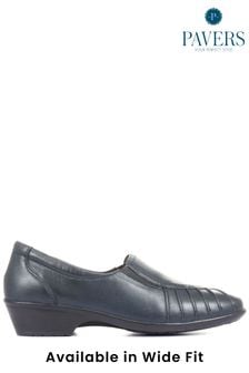 أزرق - حذاء سهل اللبس جلد تلبيس عريض نسائي من Pavers (820501) | 223 ر.ق