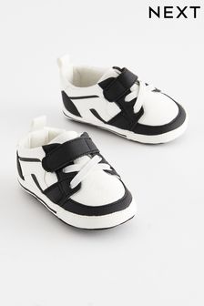 Black/White Touch Fastening Elastic Lace Baby Trainers (0-24mths) (821141) | $13 - $14