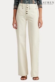 Lauren Ralph Lauren Jeans mit weitem Bein und halbhohem Bund in cremeweißer Waschung (821294) | 118 €