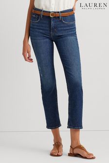 Lauren Ralph Lauren Blue Wash High Rise Straight Ankle Jeans (821418) | kr2 910