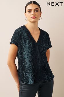 Grey Animal Printed Short Sleeve Lace Trim Top (821594) | 19 €