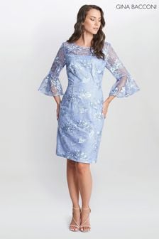 Gina Bacconi Blue Michaela Embroidered Sequin Lace Dress (821869) | €147