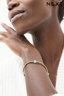 Vergoldet/Versilbert/Sterlingsilber - Stretch-Armband mit Perlen und Halbedelsteinen (821910) | 27 €