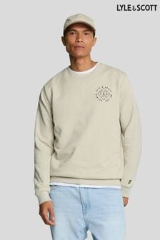 Lyle & Scott Ecru White 100% Cotton Stamp Crew Neck Sweatshirt (822026) | 446 SAR