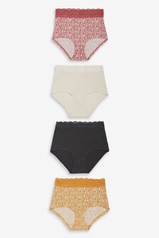 Lot de 4 culottes en coton mélangé avec bordure en dentelle