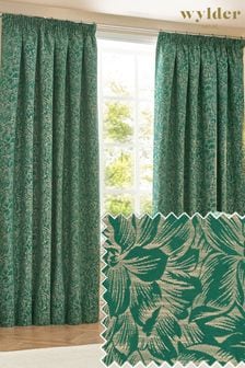 Wylder Nature Emerald Grantley Jacquard Pencil Pleat Curtains (823341) | €76 - €190