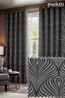 Paoletti Black Gatsby Jacquard Eyelet Curtains (823378) | $113 - $274