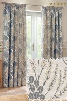 Wylder Nature Wedgewood Ophelia Floral Jacquard Pencil Pleat Curtains (823398) | €84 - €211