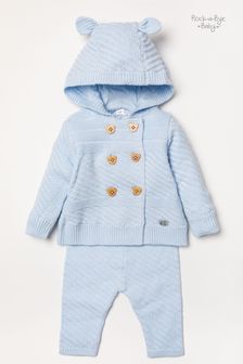 Rock-A-Bye Baby Boutique Blue Knitted Two-Piece Hooded Cardigan and Trousers Set (823426) | ₪ 112