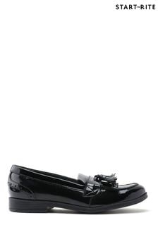Start Rite Girls Sketch Slip On Black Leather School Shoes - F Fit (823973) | 25,300 Ft
