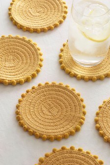Set of 6 Pom Pom Coasters