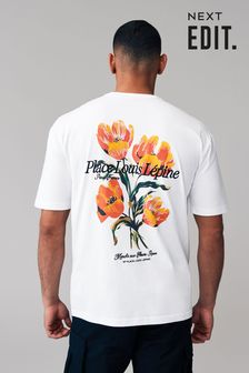לבן עם פרחים צבעוניים - Floral Nature Graphic T-shirt (824525) | ‏62 ‏₪