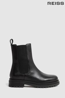 Reiss Black Thea Leather Chelsea Boots (824555) | ₪ 1,443