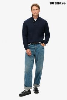 Superdry Navy Merchant Shawl Neck Jumper (824965) | $146