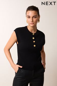 Black Gold Button Short Sleeve Vest (825961) | €19
