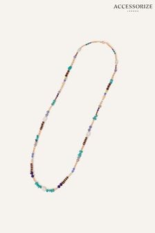 Accessorize Green Long Mixed Stones Necklace (826265) | LEI 119