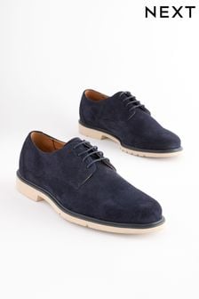 Navy Suede Derby Shoes (826490) | $101