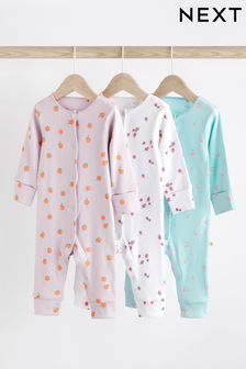 Multi Fruit Print Baby Footless Sleepsuits 3 Pack (0mths-3yrs) (826539) | 113 SAR - 125 SAR