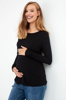 חולצת טי מכותנה עם שרוול ארוך להריון