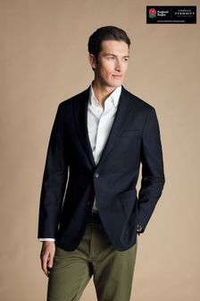Charles Tyrwhitt Blue Slim Fit Luxury Italian Hopsack Jacket (827552) | OMR145