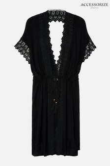 Accessorize Black Lace Trim Kimono (827674) | ₪ 186