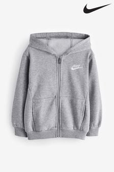 Nike Grey Little Kids Club Fleece Zip Through Hoodie (827743) | kr630