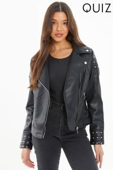 Quiz Black Pu Leather Studded Biker Jacket (827895) | 157 zł