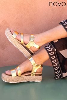 Novo Gold Wide Fit SIMBA Espadrille Strappy Sandals (828102) | AED189