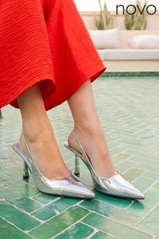Novo Silver Regular Fit Zafu Slingback Court Shoes (828622) | KRW72,600