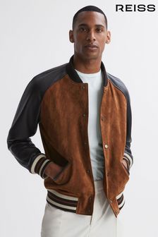 Reiss Tobacco Mackay Suede Leather Bomber Jacket (828825) | $1,942
