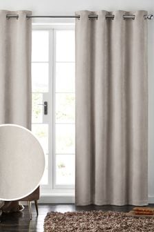 Oatmeal Natural Soft Velour Eyelet Lined Curtains (828952) | €73 - €146