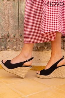 Novo Black Regular Fit Ocean Slingback Espadrille Wedge (829001) | $62