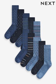 Blue Pattern 10 Pack Cushioned Sole Comfort Socks (829036) | €32