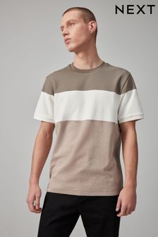 Neutral Textured Colour Block T-Shirt (829131) | 89 QAR