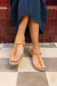 Novo Orange Tara Toe Post Bead Sandals (829270) | AED177