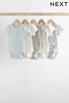 Blue 5 Pack Puff Sleeve Character Baby Bodysuits (829279) | ￥3,120 - ￥3,470