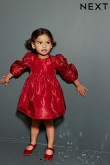 Rdeča - Obleka s širokimi rokavi Dobby Organza (12 mesecev–8 let) (829460) | €17 - €23
